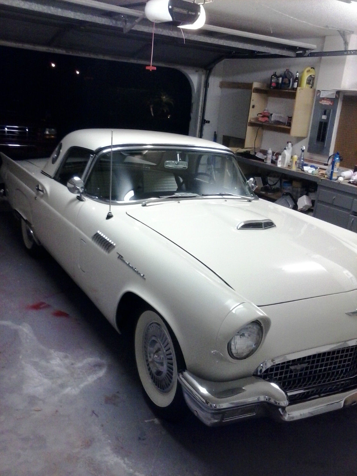 1957 White Ford Thunderbird Convertible