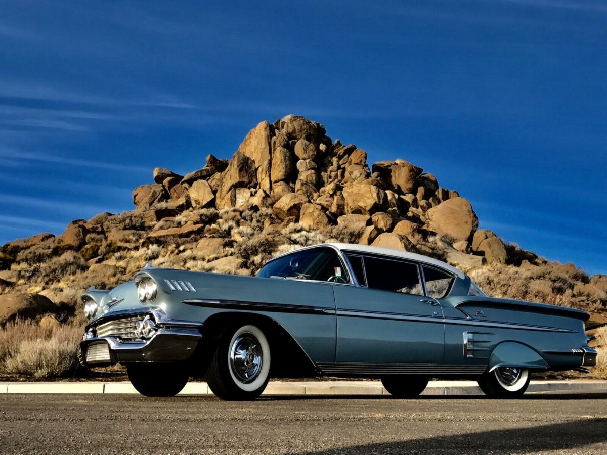 1958 Holiday blue/ antique white Chevrolet Impala Coupe