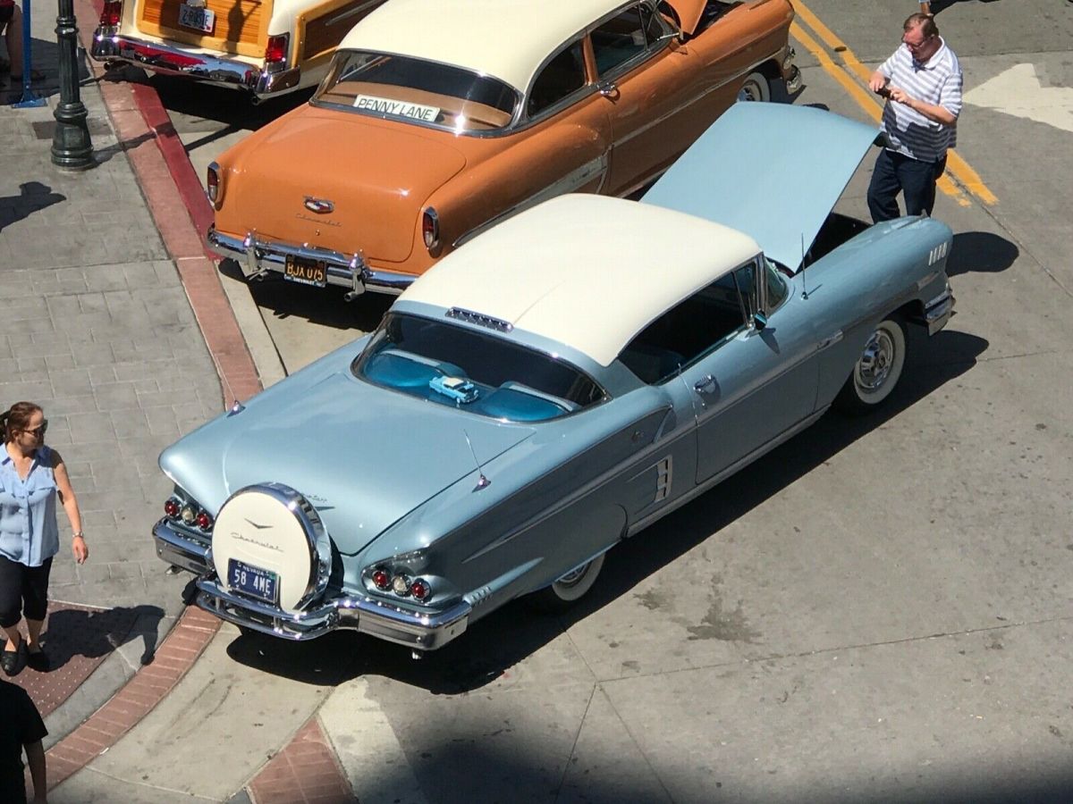 1958 Holiday blue/ antique white Chevrolet Impala Coupe