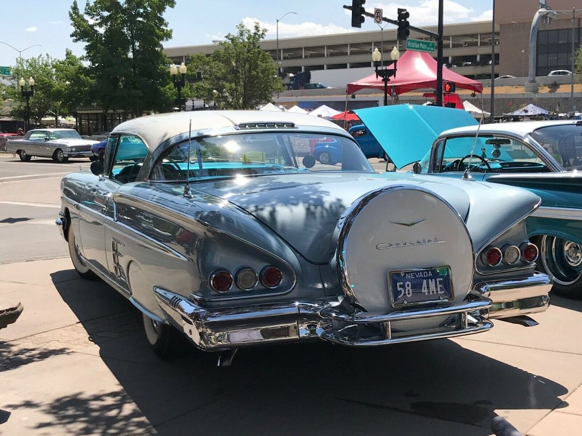 1958 Holiday blue/ antique white Chevrolet Impala Coupe