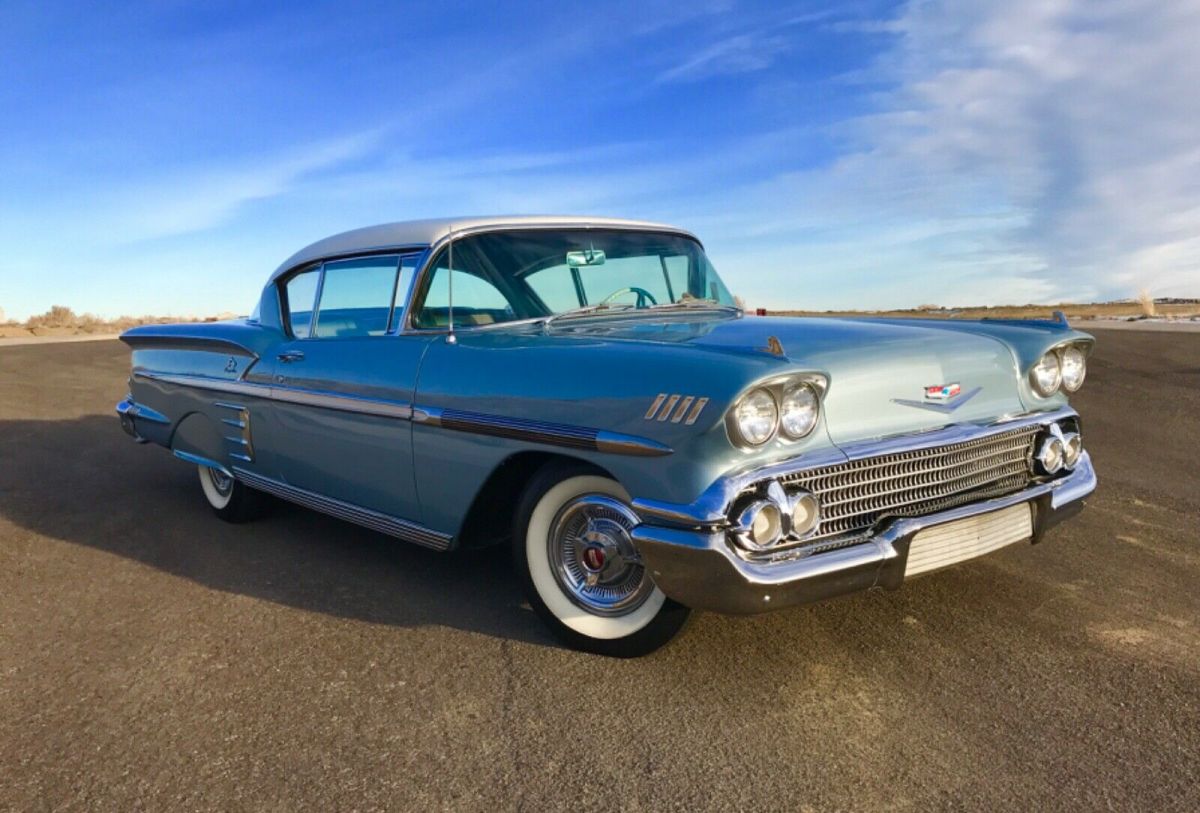 1958 Holiday blue/ antique white Chevrolet Impala Coupe