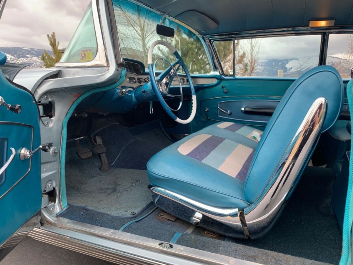 1958 Holiday blue/ antique white Chevrolet Impala Coupe