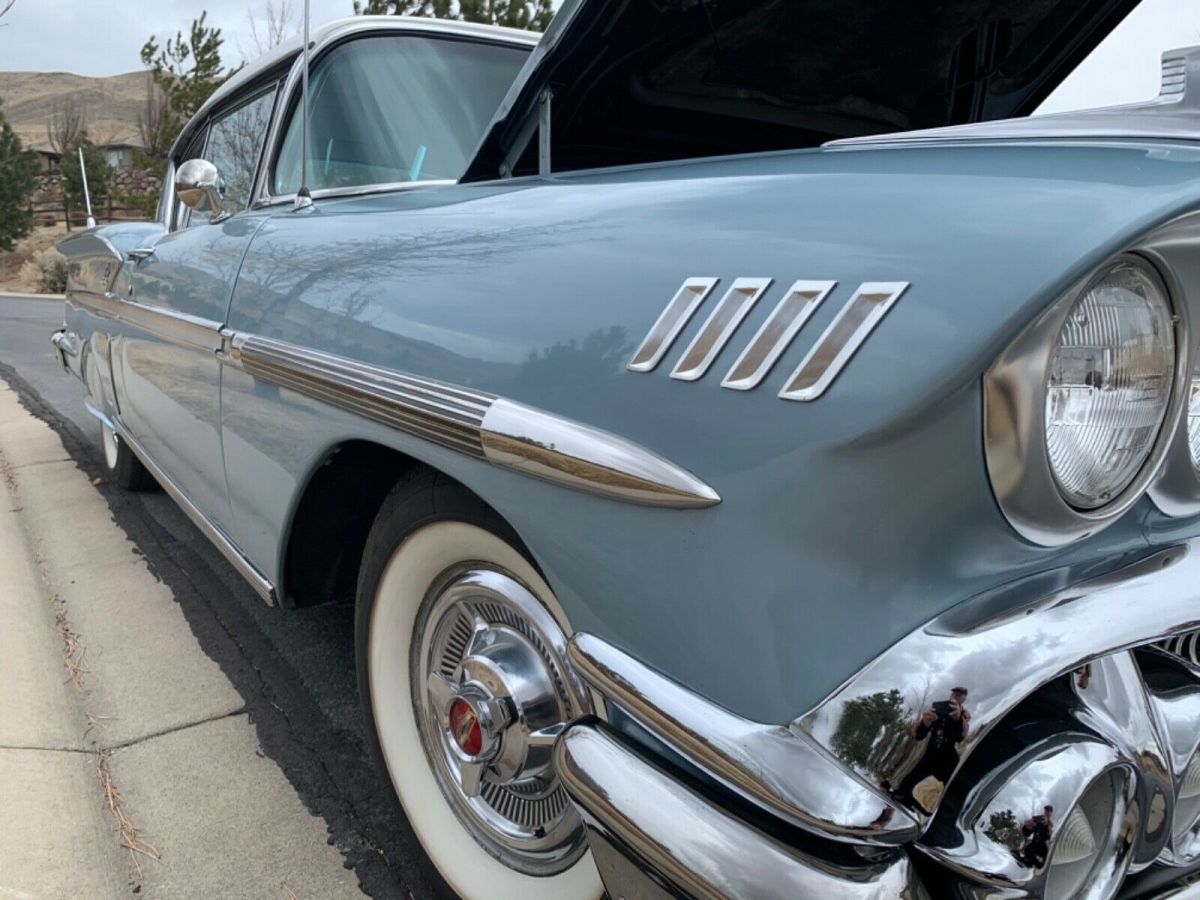 1958 Holiday blue/ antique white Chevrolet Impala Coupe