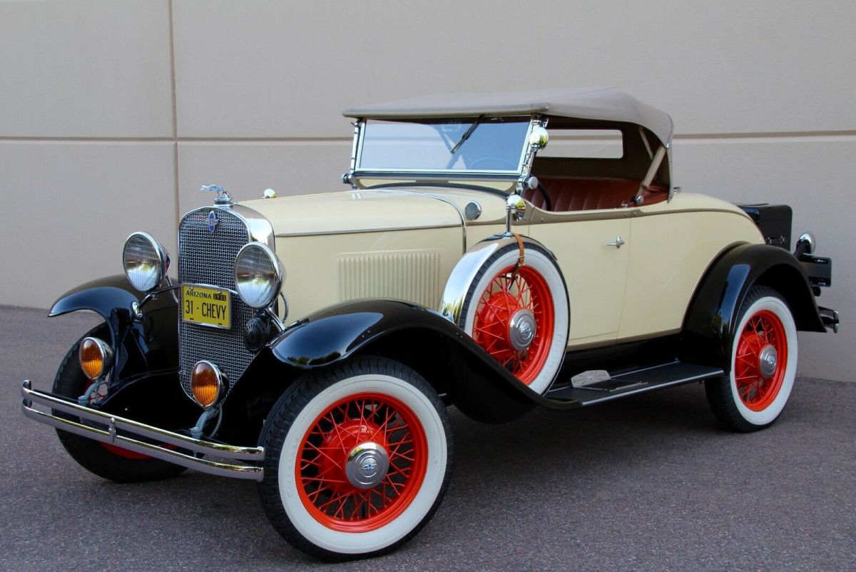 1931 Vintage Yellow & Black Fenders Chevrolet Series AE Independence Sport Roadster