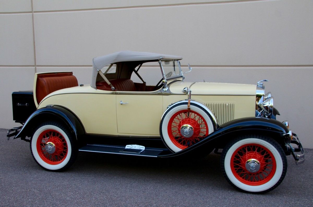1931 Vintage Yellow & Black Fenders Chevrolet Series AE Independence Sport Roadster Convertible