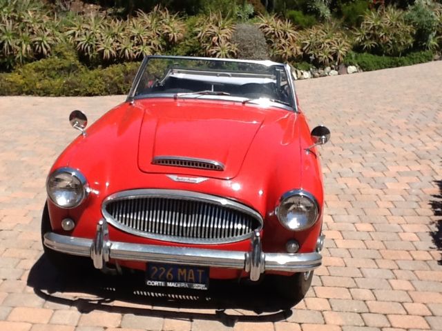1964 Red Austin Healey 3000 sports convertible
