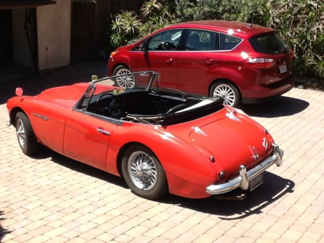 1964 Red Austin Healey 3000 sports convertible