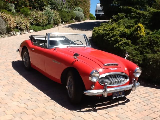 1964 Red Austin Healey 3000 sports convertible