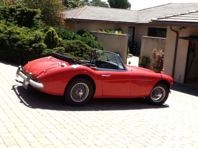 1964 Red Austin Healey 3000 sports convertible