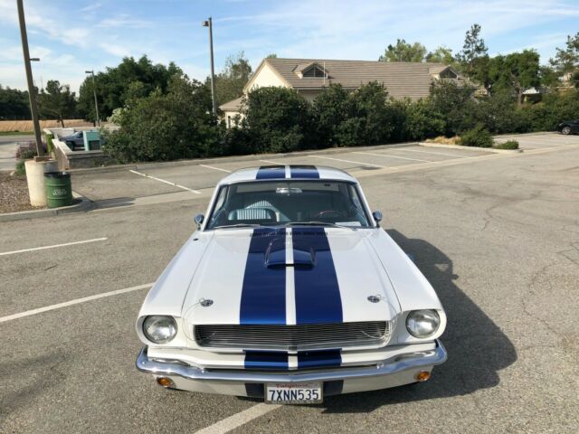 1966 Pearl White with Blue Stripes Ford Mustang Coupe