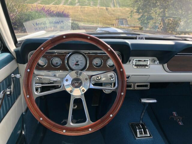 1966 Pearl White with Blue Stripes Ford Mustang Coupe