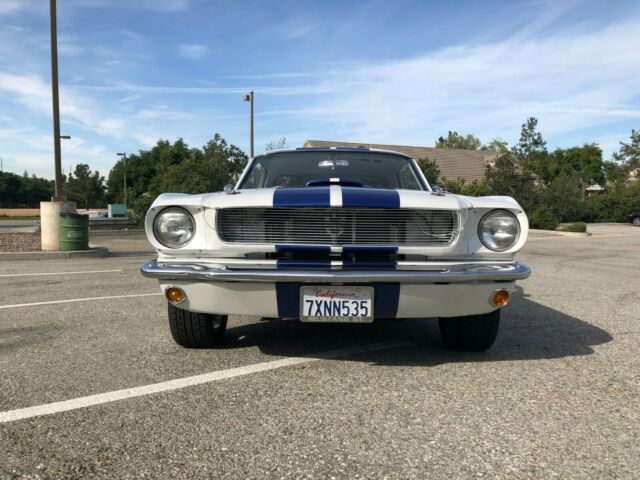 1966 Pearl White with Blue Stripes Ford Mustang Coupe