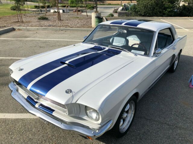 1966 Pearl White with Blue Stripes Ford Mustang Coupe