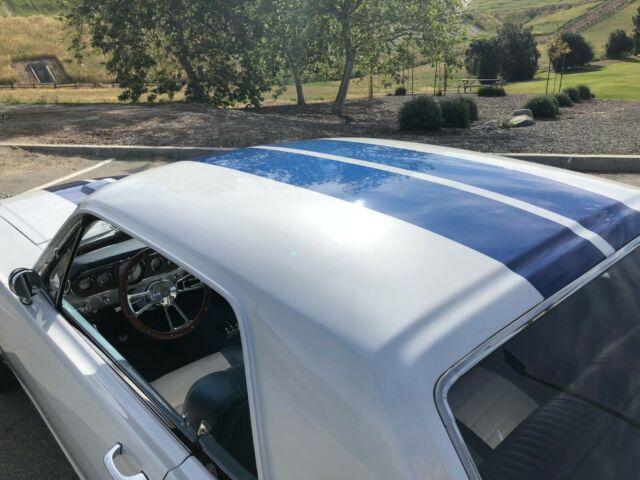 1966 Pearl White with Blue Stripes Ford Mustang Coupe