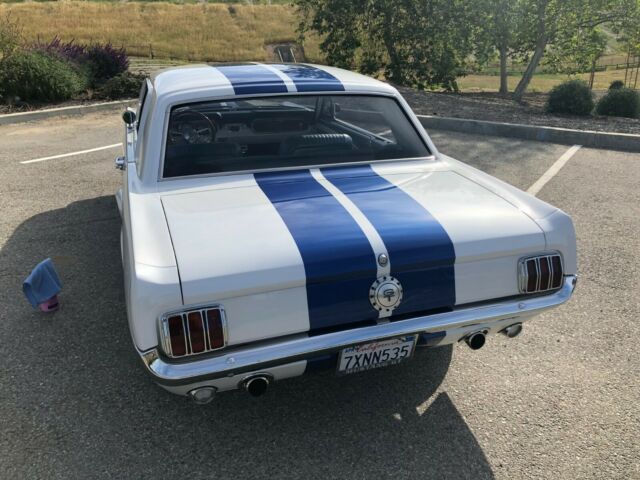 1966 Pearl White with Blue Stripes Ford Mustang Coupe