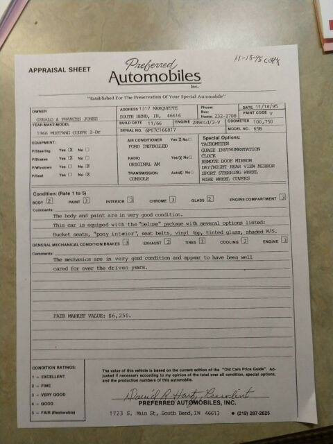 1966 BRONZE Ford Mustang Coupe