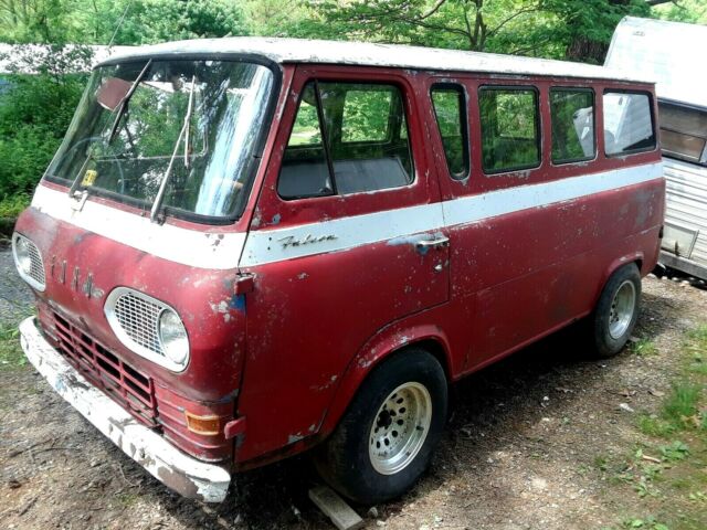 1964 Red and White Ford Falcon Multi window van