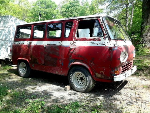 1964 Red and White Ford Falcon Multi window van