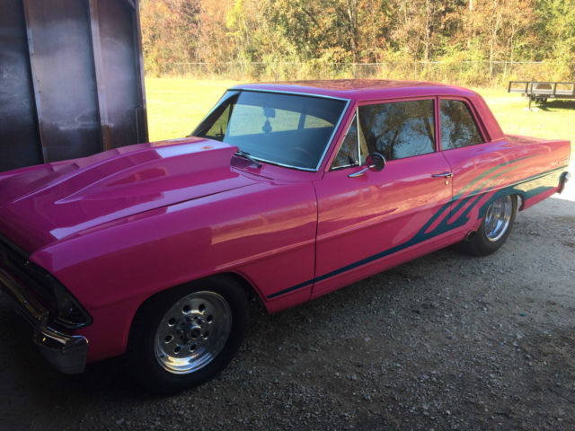 1967 pink Chevrolet Nova Coupe