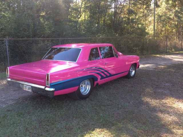 1967 pink Chevrolet Nova Coupe