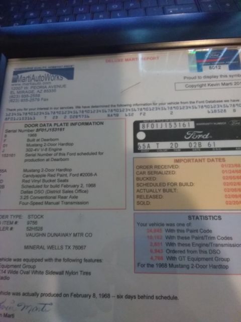 1968 Red Ford Mustang Coupe