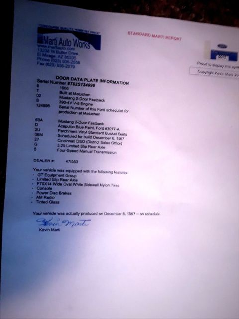 1968 Acapulco Blue Ford Mustang Fastback