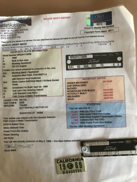 1969 Orange red Ford Mustang Fastback