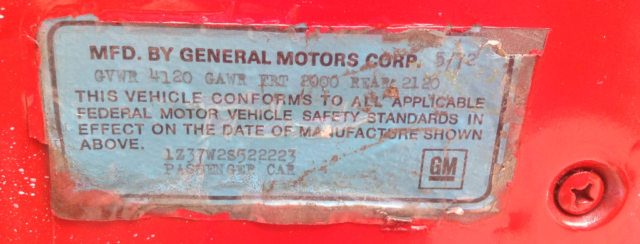 1972 Red Chevrolet Corvette
