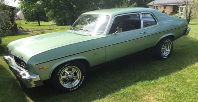 1973 Light green metallic Chevrolet Nova Coupe