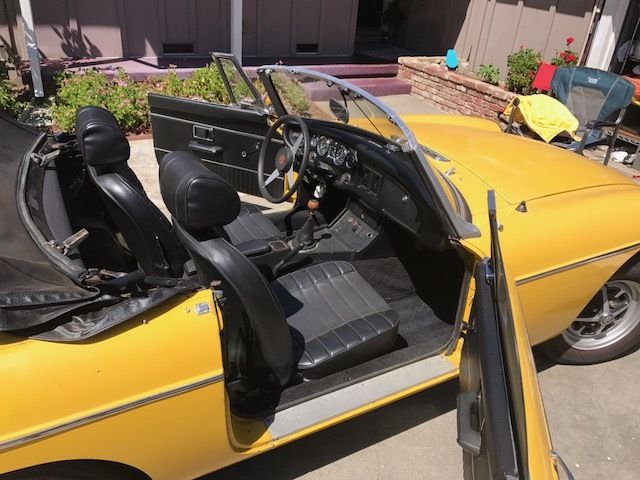 1974 yellow MG MGB Convertible