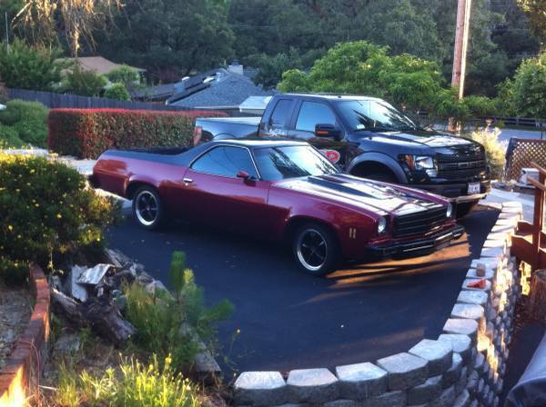 1974 black and red Chevrolet El Camino