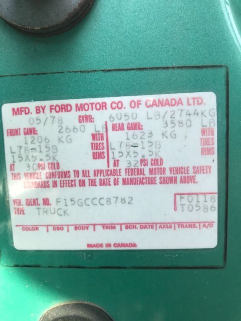 1978 Green Ford Ranger Standard Cab Pickup