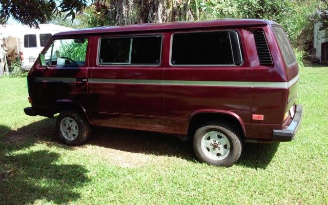 1984 Bordeaux red Volkswagen Bus/Vanagon van