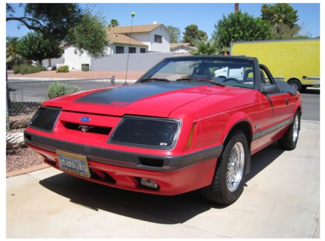 1985 Red Ford Mustang Convertible