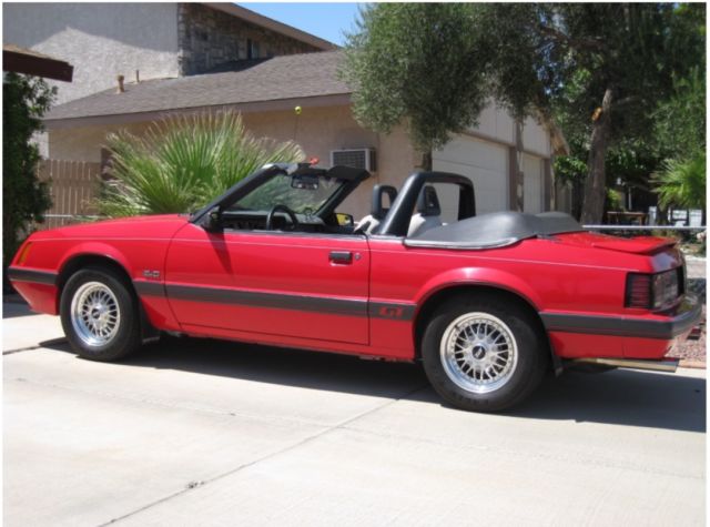 1985 Red Ford Mustang Convertible