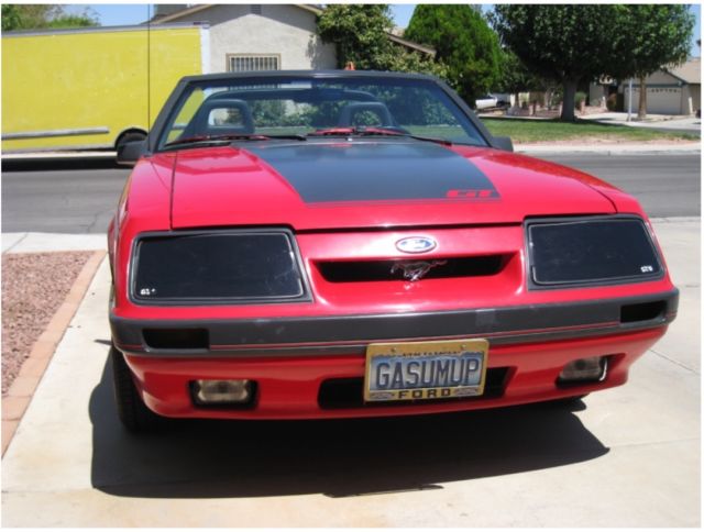 1985 Red Ford Mustang Convertible