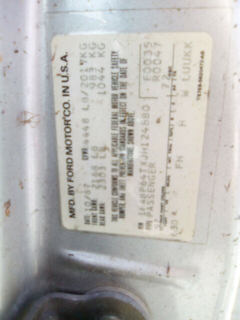 1988 Gray Ford Thunderbird Coupe