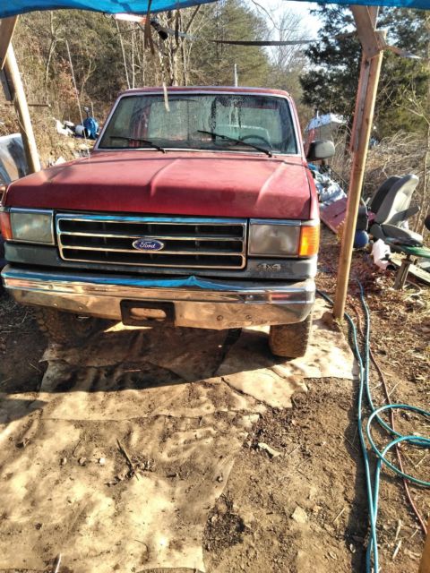 1989 Burgundy Ford F-250 long bed full size hd
