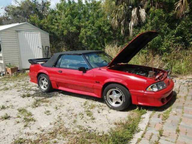 1990 Red Ford Mustang Convertible