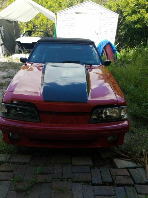 1990 Red Ford Mustang Convertible