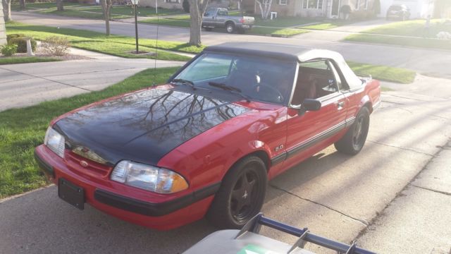 1991 Red Ford Mustang Convertible