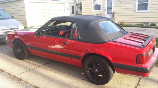 1991 Red Ford Mustang Convertible