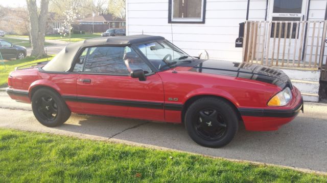 1991 Red Ford Mustang Convertible