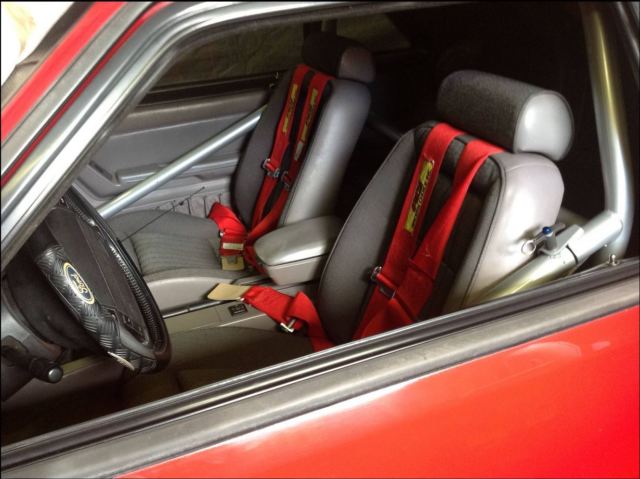 1991 Red with Silver custom painted graphics. Ford Mustang Hatchback