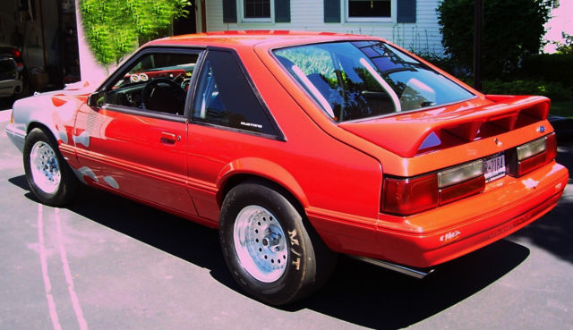 1991 Red with Silver custom painted graphics. Ford Mustang Hatchback