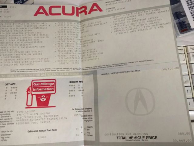 1993 Gray Acura Legend Coupe