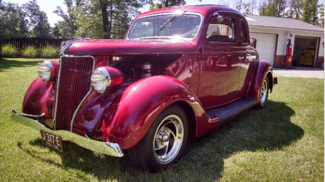 1936 Brilliant Red Pearl Ford 2Dr. Five Window Coupe Coupe
