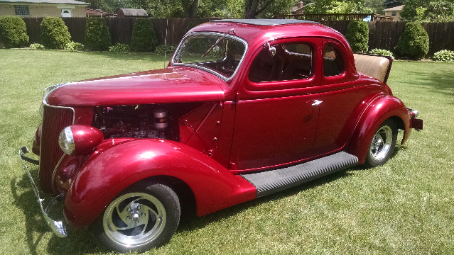 1936 Brilliant Red Pearl Ford 2Dr. Five Window Coupe Coupe