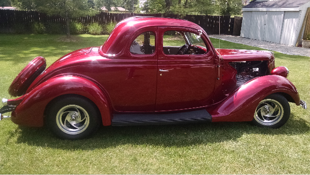 1936 Brilliant Red Pearl Ford 2Dr. Five Window Coupe Coupe