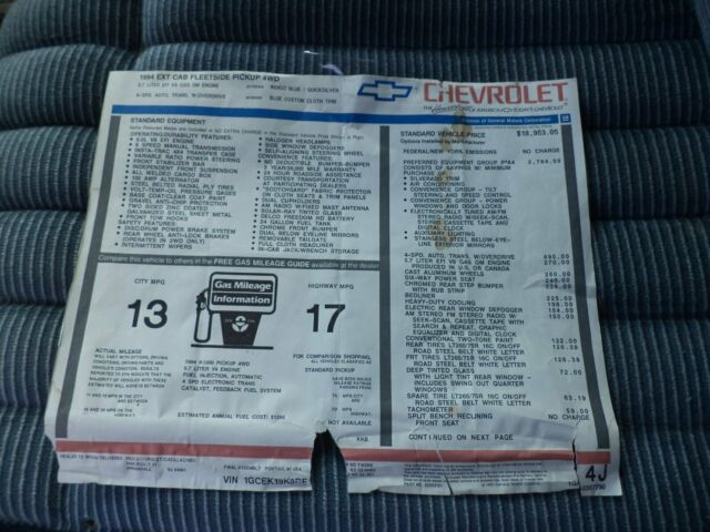 1994 Blue Chevrolet C/K Pickup 1500 Extended Cab Pickup